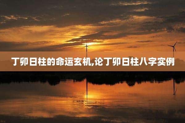 丁卯日柱的命运玄机,论丁卯日柱八字实例