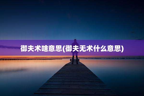 御夫术啥意思(御夫无术什么意思)