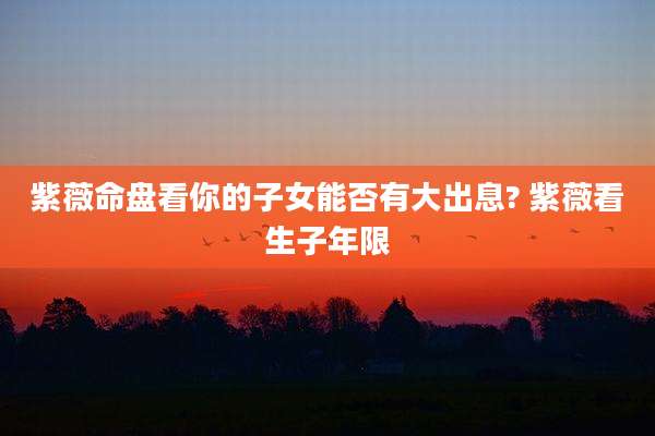紫薇命盘看你的子女能否有大出息? 紫薇看生子年限