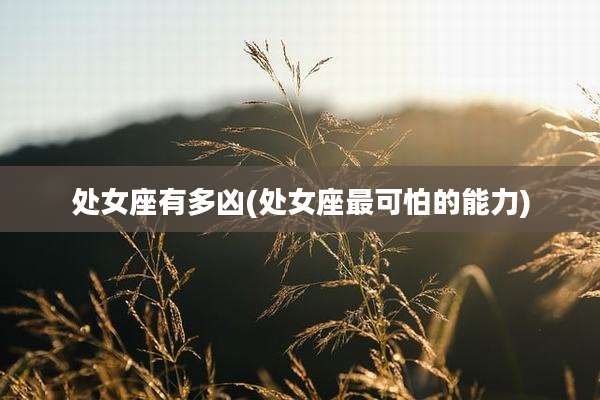 处女座有多凶(处女座最可怕的能力)