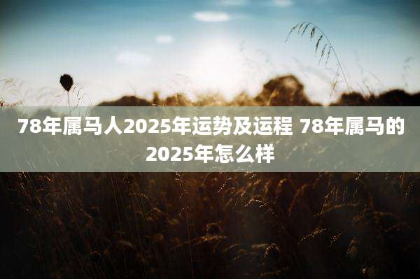 78年属马人2025年运势及运程 78年属马的2025年怎么样