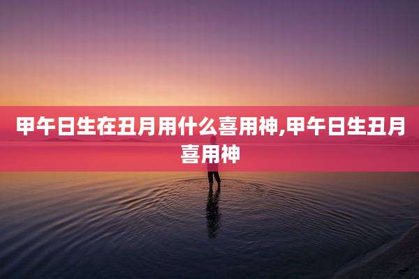 甲午日生在丑月用什么喜用神,甲午日生丑月喜用神
