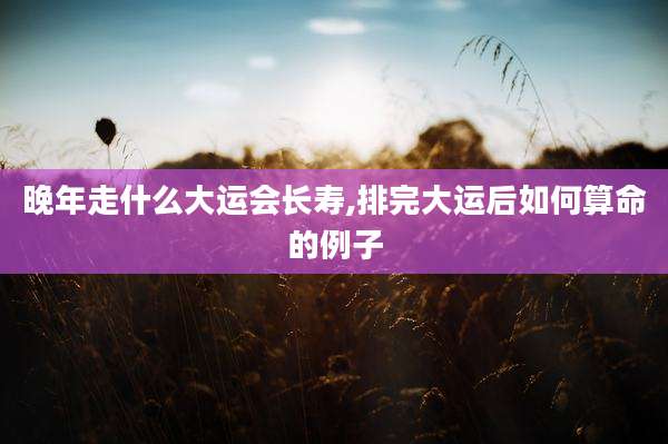 晚年走什么大运会长寿,排完大运后如何算命的例子