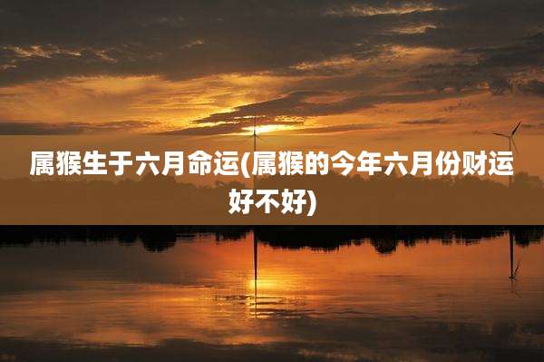 属猴生于六月命运(属猴的今年六月份财运好不好)