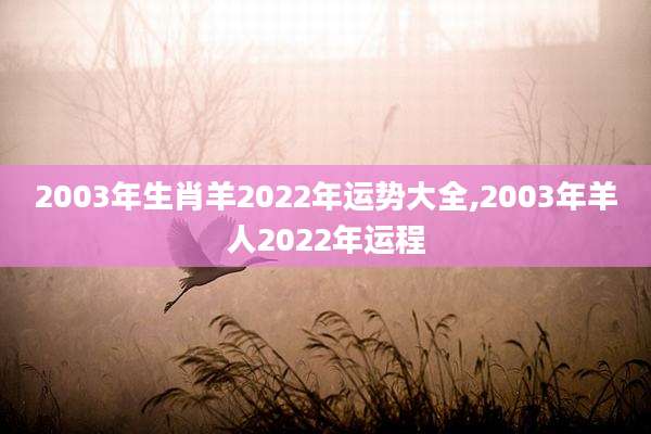 2003年生肖羊2022年运势大全,2003年羊人2022年运程