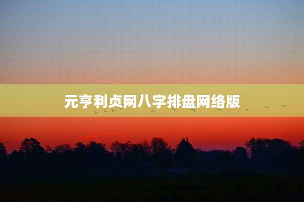 元亨利贞网八字排盘网络版