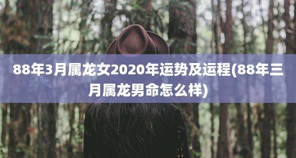 88年3月属龙女2020年运势及运程(88年三月属龙男命怎么样)