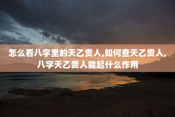 怎么看八字里的天乙贵人,如何查天乙贵人,八字天乙贵人能起什么作用