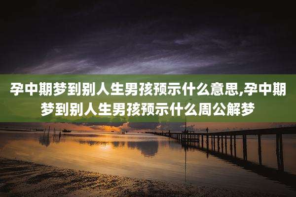 孕中期梦到别人生男孩预示什么意思,孕中期梦到别人生男孩预示什么周公解梦