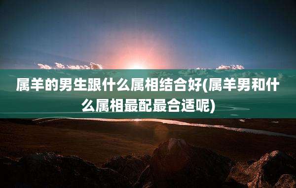 属羊的男生跟什么属相结合好(属羊男和什么属相最配最合适呢)