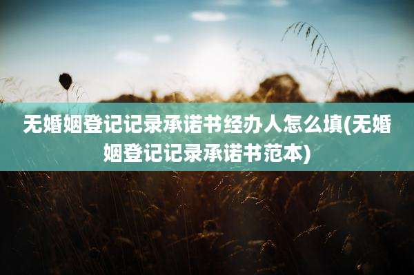 无婚姻登记记录承诺书经办人怎么填(无婚姻登记记录承诺书范本)