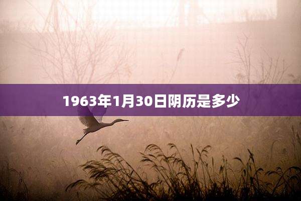 1963年1月30日阴历是多少
