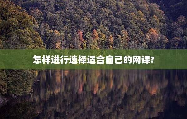 怎样进行选择适合自己的网课?