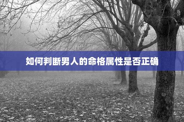 如何判断男人的命格属性是否正确
