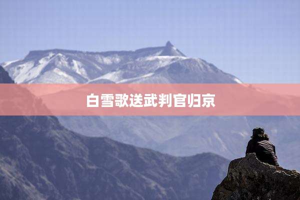 白雪歌送武判官归京