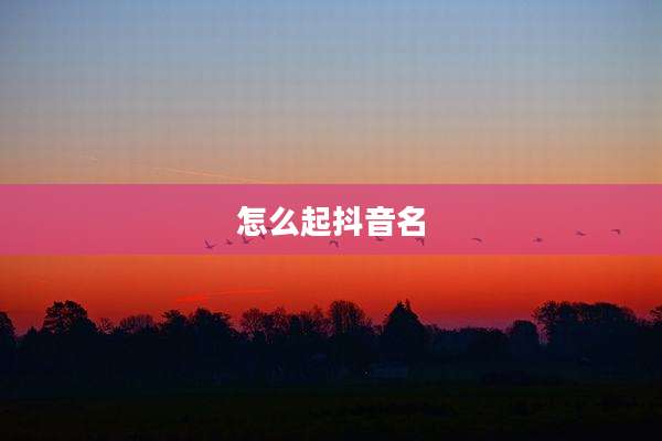 怎么起抖音名