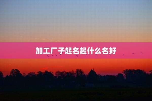 加工厂子起名起什么名好