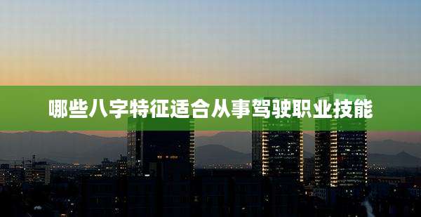 哪些八字特征适合从事驾驶职业技能