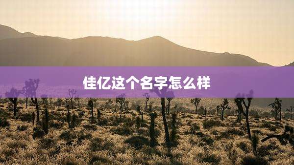 佳亿这个名字怎么样