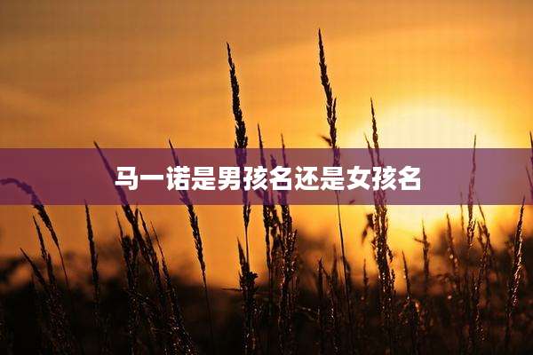 马一诺是男孩名还是女孩名