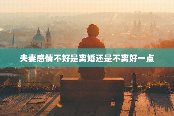 夫妻感情不好是离婚还是不离好一点