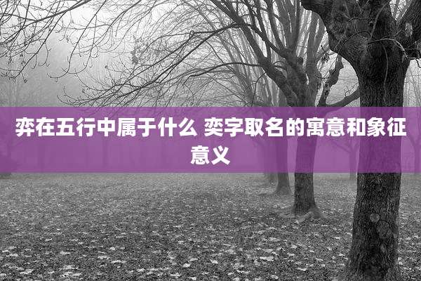 弈在五行中属于什么 奕字取名的寓意和象征意义