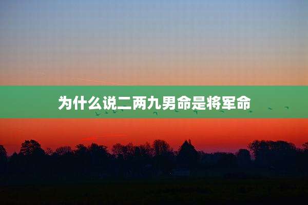 为什么说二两九男命是将军命