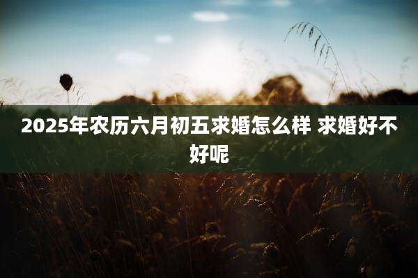 2025年农历六月初五求婚怎么样 求婚好不好呢