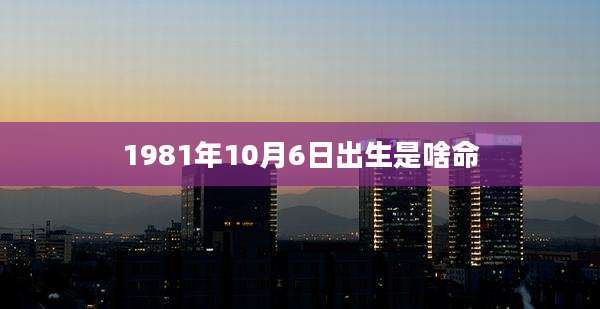 1981年10月6日出生是啥命