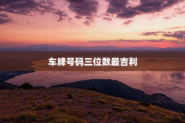 车牌号码三位数最吉利