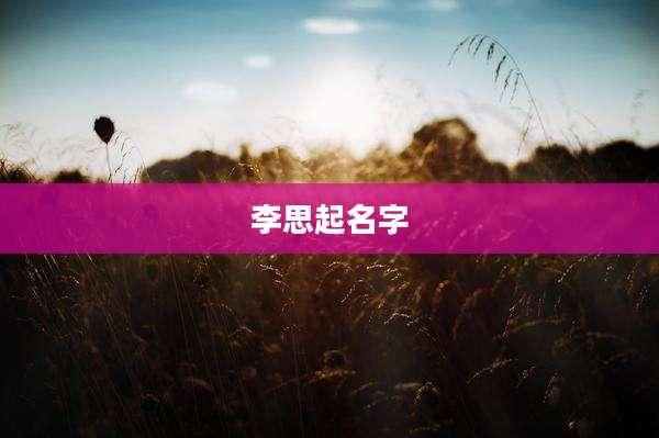 李思起名字