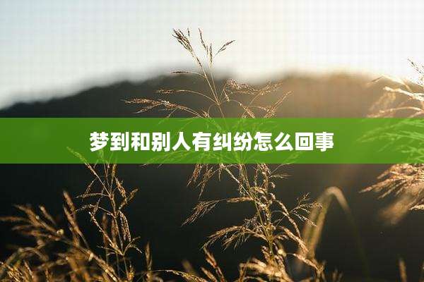 梦到和别人有纠纷怎么回事