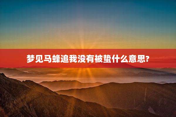 梦见马蜂追我没有被蛰什么意思?
