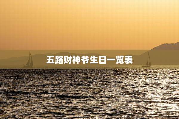 五路财神爷生日一览表