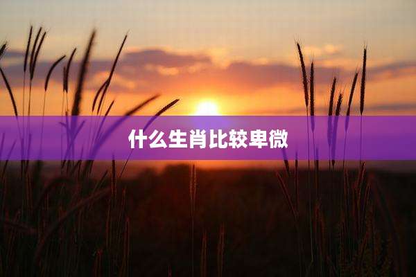 什么生肖比较卑微