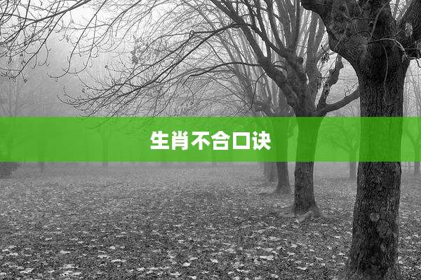 生肖不合口诀