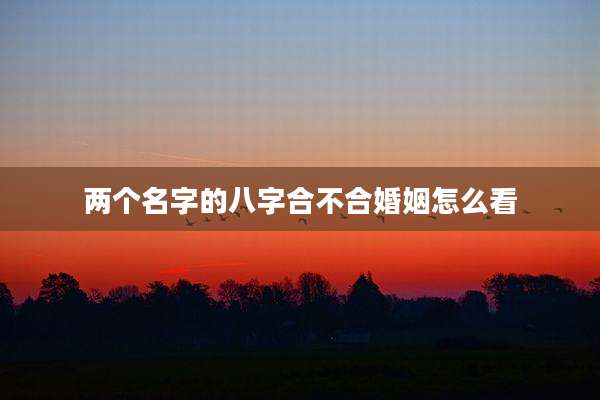 两个名字的八字合不合婚姻怎么看