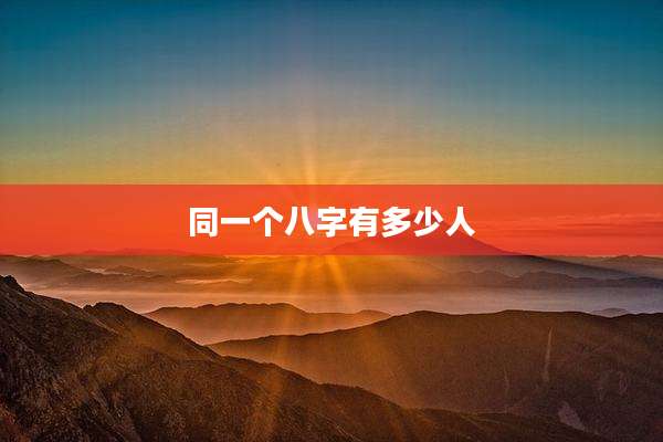 同一个八字有多少人