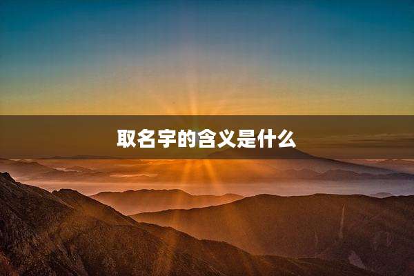 取名宇的含义是什么