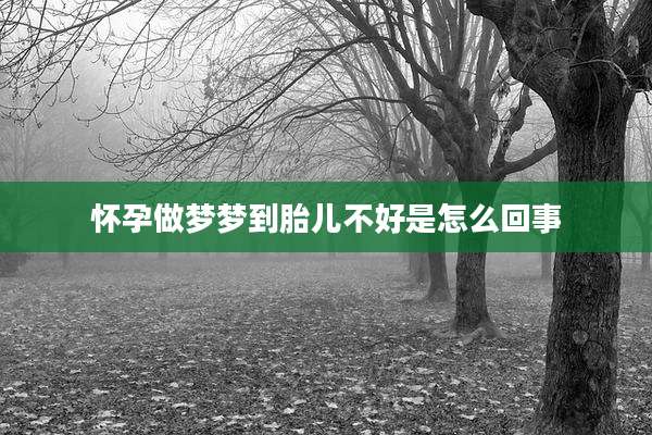 怀孕做梦梦到胎儿不好是怎么回事