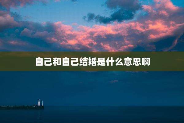 自己和自己结婚是什么意思啊