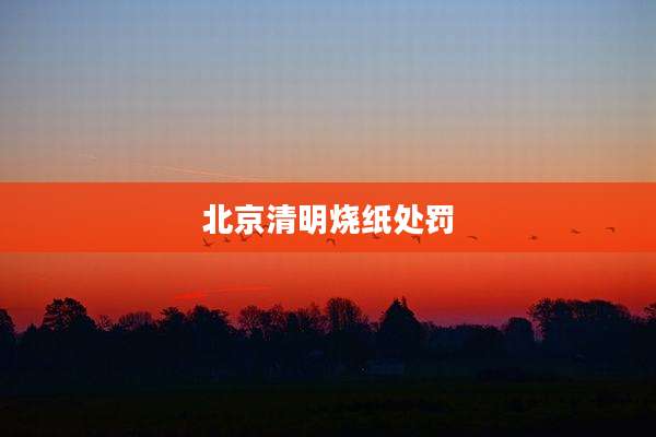 北京清明烧纸处罚