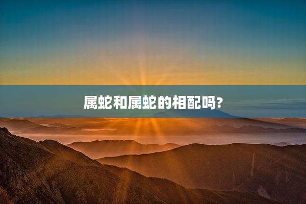 属蛇和属蛇的相配吗?