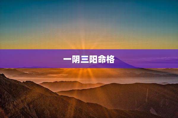 一阴三阳命格