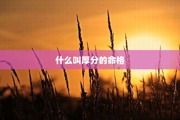 什么叫厚分的命格
