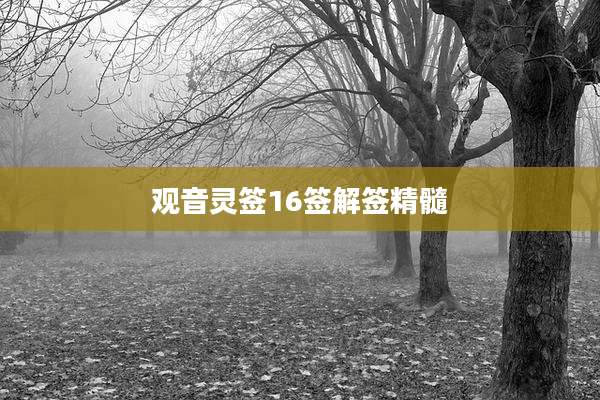 观音灵签16签解签精髓