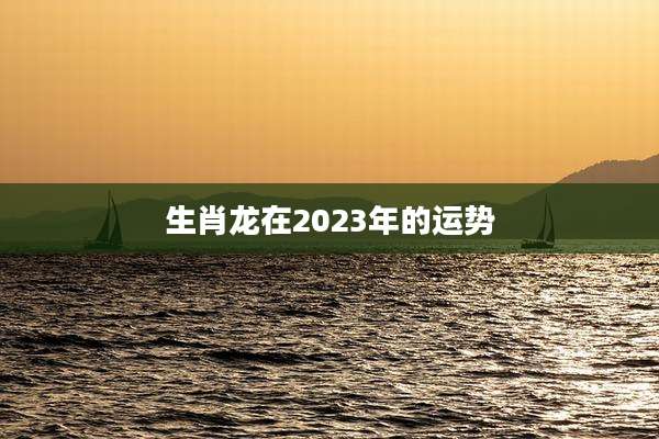 生肖龙在2023年的运势