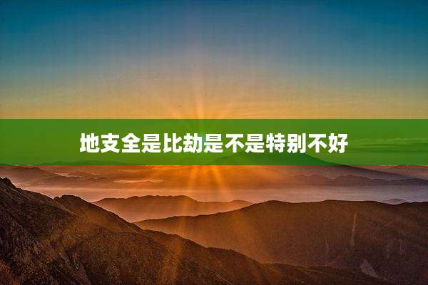 地支全是比劫是不是特别不好