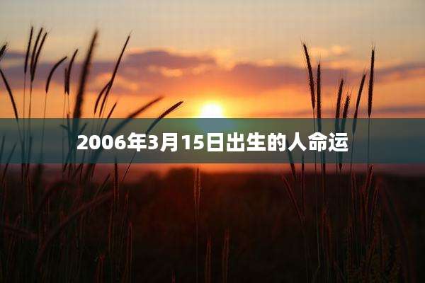 2006年3月15日出生的人命运