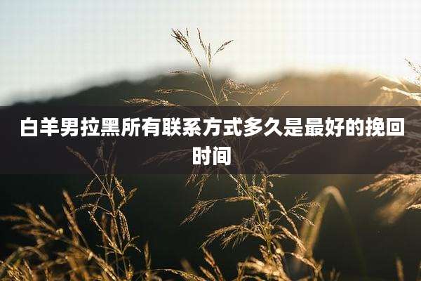白羊男拉黑所有联系方式多久是最好的挽回时间